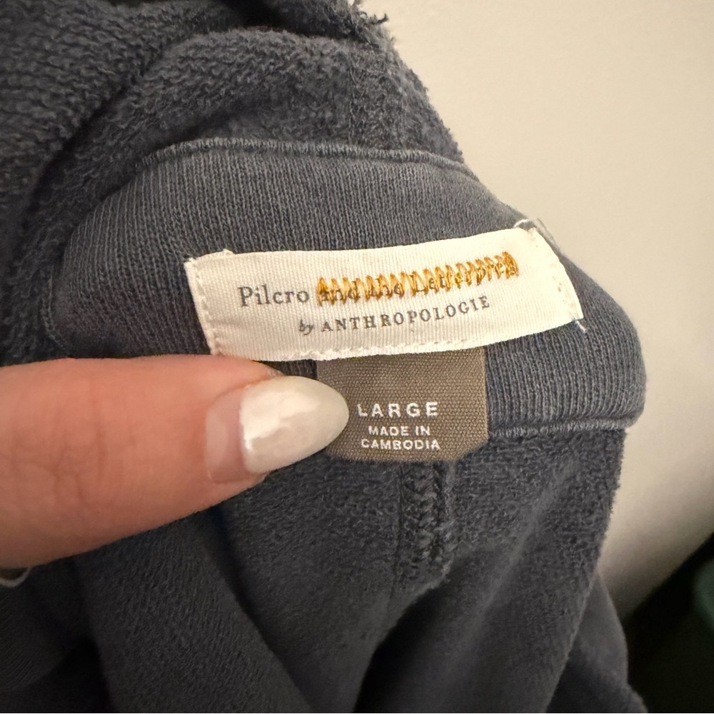 Anthropologie Pilcro Distressed Mock Neck Crewneck Sweatshirt Gray - Picture 4 of 5